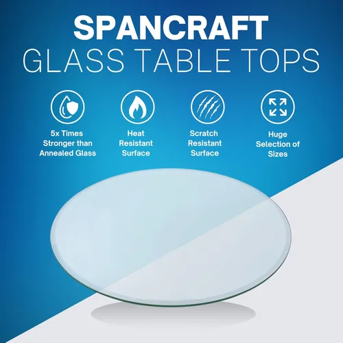 Miniatura 3 de Spancraft Mesa redonda de vidrio templado de bronce de 1/2" de grosor (18")