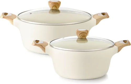 Miniatura 14 de SENSARTE Olla de Cocina de Cerámica Antiadherente con Tapa, Olla de Sopa de 2.6/4.5/6.6/8.5 QT, Olla para Guisos y Pasta Saludable, Olla Grande