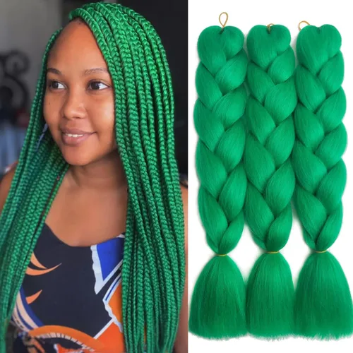 Miniatura 8 de SuCoo Extensiones de cabello trenzado Jumbo de fibra de alta temperatura, trenzas de ganchillo de 24 pulgadas, 3 unids/lote (negro)
