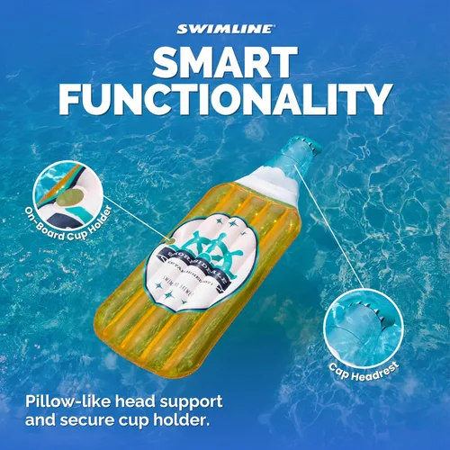 Miniatura 5 de Swimline Tumbona Inflable para Piscina Flotador de Piscina, Esterilla Divertido, Botella de Cerveza, Naranja