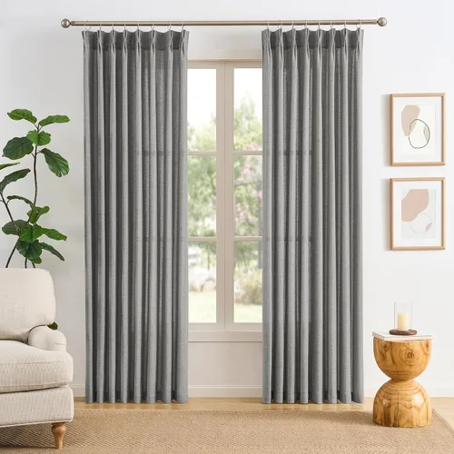 Miniatura 35 de RAIN CITY - Juego de 2 cortinas de 45 pulgadas de largo con plisado con pellizco, cortinas semitraslúcidas para dormitorio, cuarto de bebé
