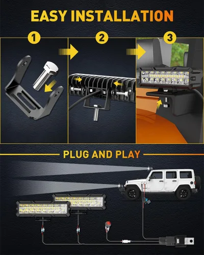 Miniatura 4 de Barra de luz LED NAOEVO de 6 pulgadas, 50 W, 4000 lm, luces antiniebla LED, combo de haz de luz de punto y de inundación para camiones, coches