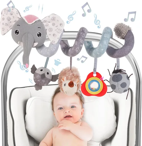 Miniatura 7 de FATI Juguetes de Asiento de Coche para Bebés de 0-6 Meses, Juguete Espiral en Blanco y Negro de Alto Contraste para Asiento de Coche para Infantes