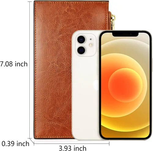Miniatura 5 de BOSTANTEN Billeteras de cuero para mujer con bloqueo RFID delgado plegable tarjetero con bolsillo con cremallera