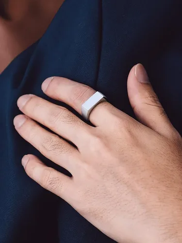 Miniatura 4 de Bandmax Anillos de sello para hombre, acero inoxidable, chapado en oro de 14 quilates, negro, minimalista, simple, anillo para hombres y mujeres