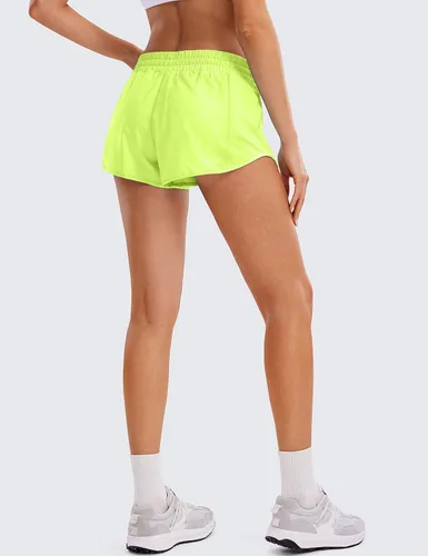 Miniatura 2 de CRZ YOGA Pantalones cortos de correr para mujer de cintura baja de 2.5 pulgadas, forro de malla de secado rápido para gimnasio, entrenamiento