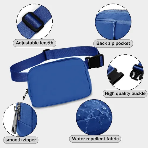Miniatura 67 de Cangurera cruzada para mujer, mini bolsa para cinturón de 1 litro con correa ajustable de 32 a 51 pulgadas, bolsa de cintura pequeña para viajes