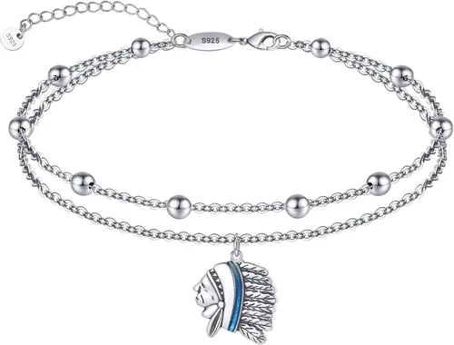 CHIC & ARTSY Tobilleras de plata de ley S925 para mujer, pulsera de tobillo ajustable multicapa para playa, joyería de verano para mujer, de 10 a 11