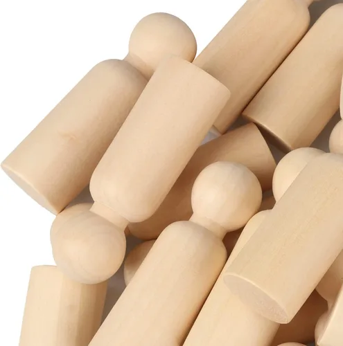 Miniatura 3 de Peg People de madera de 3.5 pulgadas, 60 piezas, muñecas sin terminar en tamaños de estandarización, perfectas para arte y manualidades, pintura
