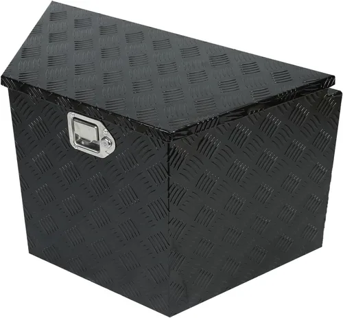 Caja de herramientas de aluminio chapada en negro de 29 pulgadas, caja de herramientas impermeable con cerradura y llave para caravanas,