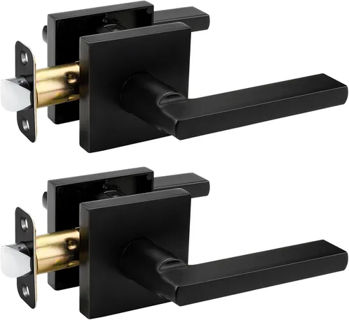 Miniatura 22 de Goldenwarm Manija de puerta simulada de oro cepillado – Palanca interior decorativa sin giro para despensa, puertas francesas y armarios (2 piezas)