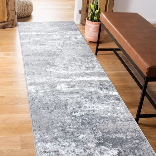 Rugshop - Alfombra moderna envejecida gris abstracta estilo bohemio con acuarela para pasillo, entrada y cocina, 2 pies x 7 pies