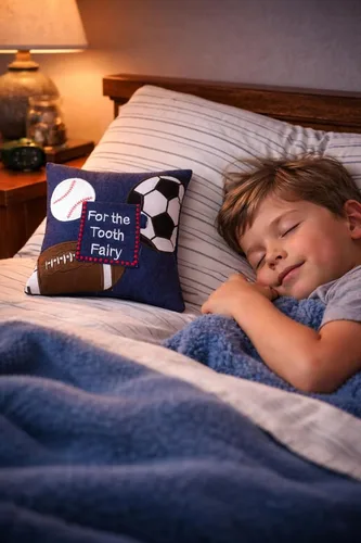 Miniatura 2 de C&F Home Mini almohada bordada con bolsillo para niños y niñas, diseño de hadas de dientes, pequeña almohada decorativa de 6 x 6 pulgadas