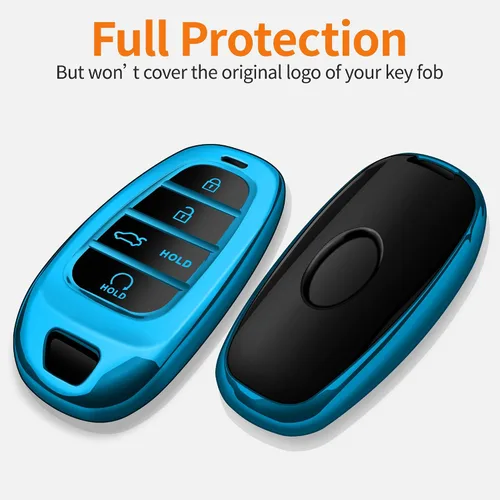 Miniatura 3 de Funda para llavero con llavero suave de protección completa para llave compatible con Hyundai Sonata Tucson 2019, 2020, 2021, 2022 (azul, 5 botones)