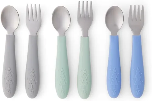 Miniatura 9 de Elk and Friends cubiertos para niños con mango de silicona Cubiertos seguros para niños Utensilios para niños pequeños Cucharas y tenedores