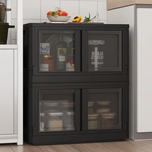 Miniatura 10 de FLEXIMOUNTS 75 QT Contenedores de almacenamiento apilables con tapas, contenedores de almacenamiento de plástico plegables, organizadores de armario