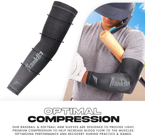 Miniatura 3 de Franklin Sports Mangas de compresión para brazo de béisbol y softbol para hombres y mujeres, varios tamaños