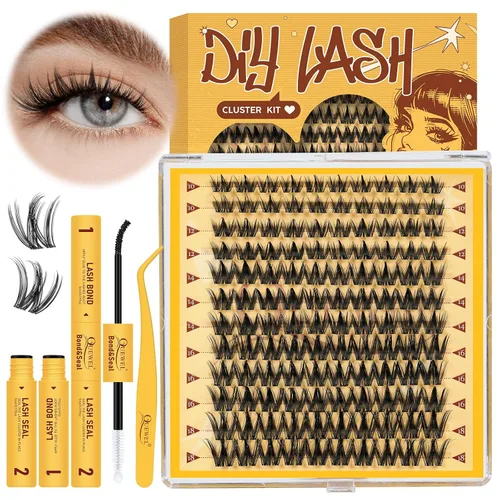 Miniatura 23 de QUEWEL Fairy-Lash-Clusters, 144 piezas Manga-Lash-Clusters Mix10-18mm Banda Invisible Natural Finas Clusters de Pestañas para Extensiones