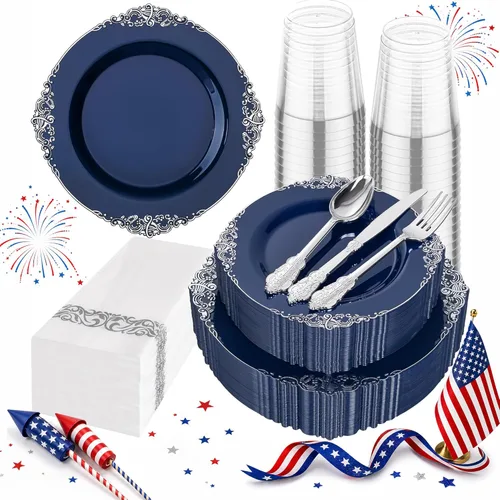 Miniatura 14 de Hioasis 175 platos de plástico verde transparente, elegante juego de vajilla desechable adecuado para 25 invitados, incluye platos de cena de 10.25