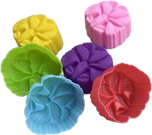 36 PCS Moldes para Hornear en Forma de Flor de Silicona Grado Alimenticio Antiadherente Mini Bandejas para Cupcakes, Pudines, Chocolates,