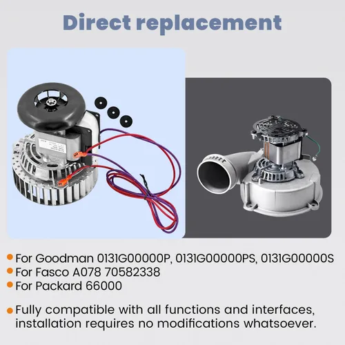 Miniatura 3 de 0131G00000P Motor de soplador inductor de tiro compatible con Goodman 0131G00000PS 0131G00000S para Fasco 70582338 71582338 para Packard 66000