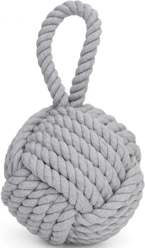 Pomeat Tope de puerta decorativo náutico con base pesada de cuerda, tope de puerta resistente para cuña de ventana del hogar, 6 pulgadas (gris)