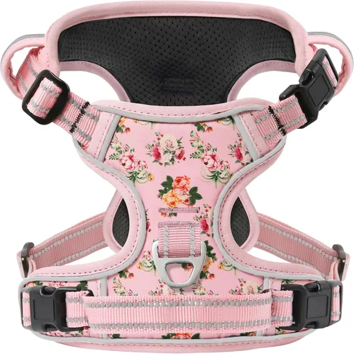 Miniatura 21 de Timos Arnés para perro de tamaño pequeño, arnés sin tirones para mascotas con cuello a presión bloqueable, chaleco reflectante para perro, sin