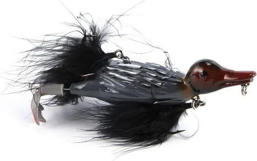 Miniatura 11 de Dr.Fish Topwater - Señuelo de pesca de pato de 4.1 pulgadas, realista, 3D, anzuelos de plumas de cebo duro flotantes, cebo artificial, lucio, lucio