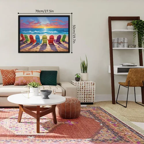 Miniatura 6 de Rompecabezas de Playa para Adultos 1000 Piezas y más, Colección de Rompecabezas Coloridos de PICKFORU con Silla de Descanso y Escenario de Playa