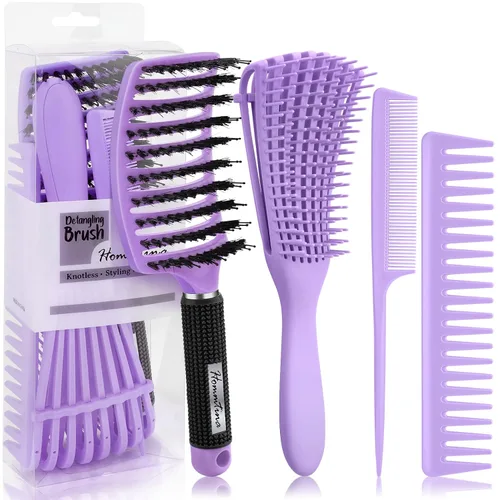 Miniatura 8 de Hommtina Juego de cepillos desenredantes con botella de spray para cabello rizado, juego de cepillos para botellas para mujeres y niños
