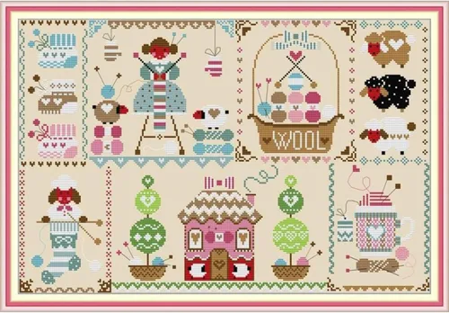 Miniatura 15 de Kits de Punto de Cruz de Howie's Needlepoint, Kits de Punto de Aguja con Patrón Preimpreso 11CT, Rango Completo de Kits de Inicio Estampados