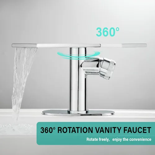 Miniatura 5 de becola Grifo de baño cromado moderno, grifo de cascada para lavabo de baño, grifo de lavabo de baño de un solo orificio, grifo mezclador de lavabo