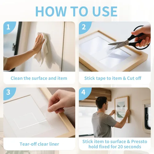 Miniatura 6 de Cinta de Doble Cara, 1.18" x 80" Cinta de Montaje Nano Transparente de Servicio Pesado con Estuche Protector, Adhesivo Pegajoso para Alfombra
