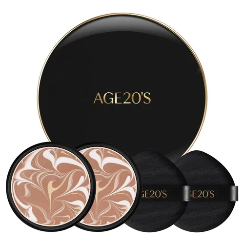 Miniatura 28 de [Tamaño mini] AGE20'S Signature Essence Pact 13C Base de cojín coreana vegana Paquete de 1 Base crema, acabado húmedo y brillante, cobertura