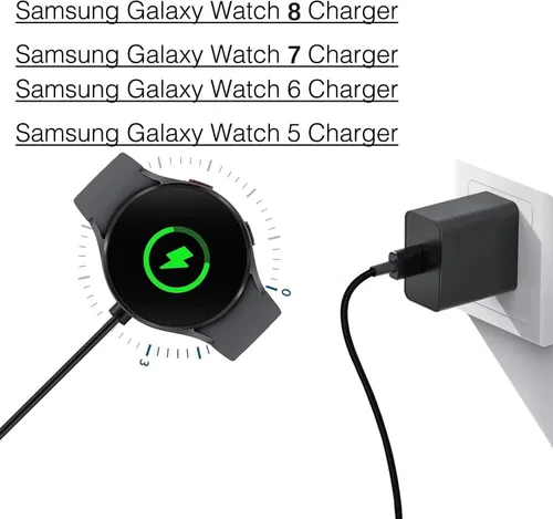Miniatura 4 de Cargador de reloj compatible con Samsung Galaxy Watch 8/8 Classic, 7/6/Ultra, 5/5 Pro/4/4/6 Classic/3/Active 2/Active 1, adaptador y cable de carga