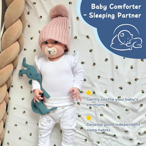 Miniatura 4 de ZIGJOY Bunny Lovey - Manta de seguridad de muselina de algodón suave y transpirable para bebés, regalos para recién nacidos, niños y niñas, azul