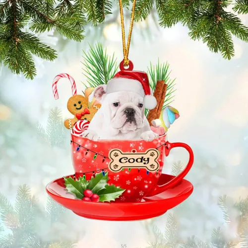 Miniatura 101 de NAZENTI Adorno personalizado de Alaskan Malamute en taza roja, adorno de Navidad personalizado para perros amantes de las mascotas, colgante
