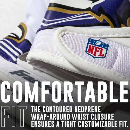 Miniatura 6 de Franklin Sports - Guantes de receptor de fútbol americano juvenil de la NFL, par de guantes de fútbol para niños con logotipos de equipos de la NFL