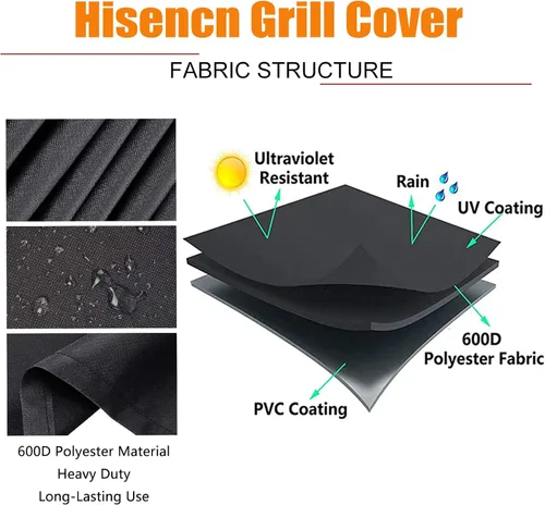 Miniatura 3 de Hisencn Cubierta para parrilla de barbacoa de 55 pulgadas, resistente al agua, para parrilla de gas de 3 a 4 quemadores, para Weber, Charbroil