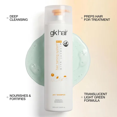 Miniatura 9 de GK HAIR Global Keratin pH+ Champú aclarante de pre-tratamiento (33.8 fl oz/1000ml) Para limpieza profunda del cabello, elimina impurezas -Con aloe