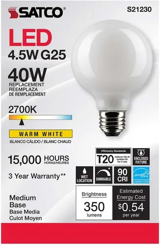 Miniatura 4 de Satco S21230 4.5G25/LED/WH/927/120V - Paquete de 6 Warm White, 120V
