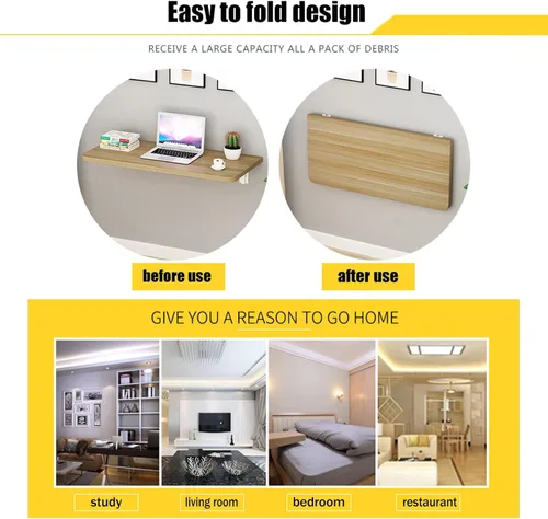 Miniatura 3 de Mesa plegable montada en la pared, ahorro de espacio, escritorio para computadora, mesa de lavandería, mesa plegable de pared para ropa plegable