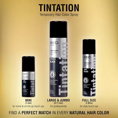 Miniatura 6 de RED by Kiss Tintation Spray de color temporal para el cabello, cobertura instantánea de raíces grises, resistente al agua, a prueba de manchas, Negro