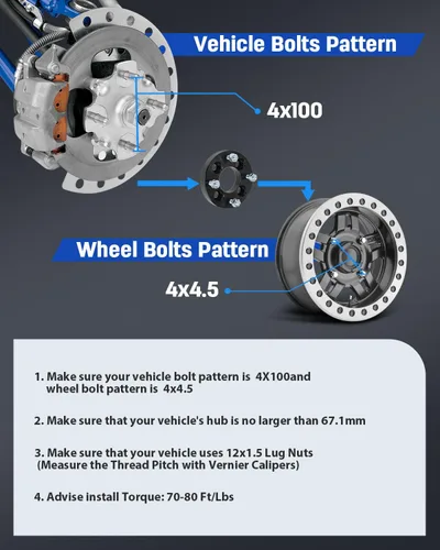 Miniatura 4 de ECCPP 2 piezas de cambio de patrón de perno de 4x100 a 4x4.5 Adaptadores de conversión de rueda 1" para A2004-2011 para Chevrolet Aveo 2005-2010