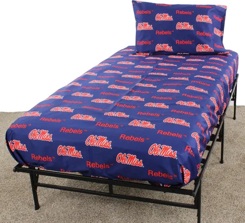Miniatura 8 de College Covers Everything Comfy Mississippi Rebels - Juego de sábanas de 4 piezas tamaño King, fondo de color del equipo, 1 sábana encimera, 1