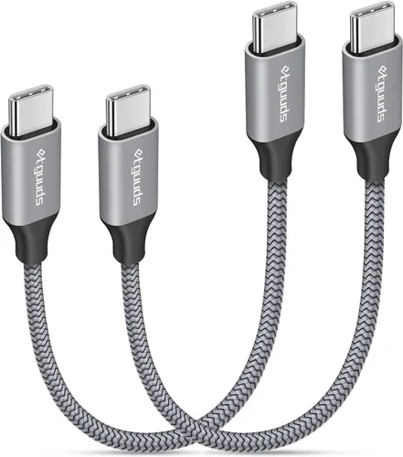 etguuds Cable corto USB C a USB C de 0.5 pies, paquete de 2 cables USBC a USBC de 60 W, cable de carga tipo C a C, carga rápida para iPhone 17 16 15