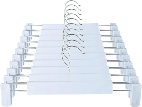 Miniatura 13 de GUANJUNE Perchas para pantalones, soportes para faldas que ahorran espacio con ganchos giratorios de 360°, clips ajustables, perchas para Rosa
