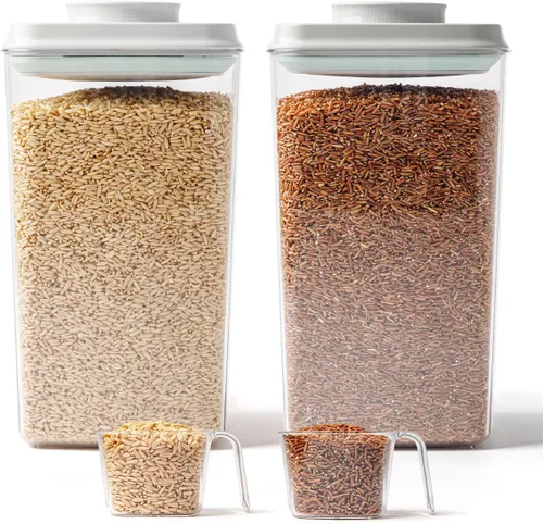 Miniatura 8 de Contenedores herméticos de almacenamiento de alimentos con tapas, contenedores de tapa emergente para organización de despensa, contenedores