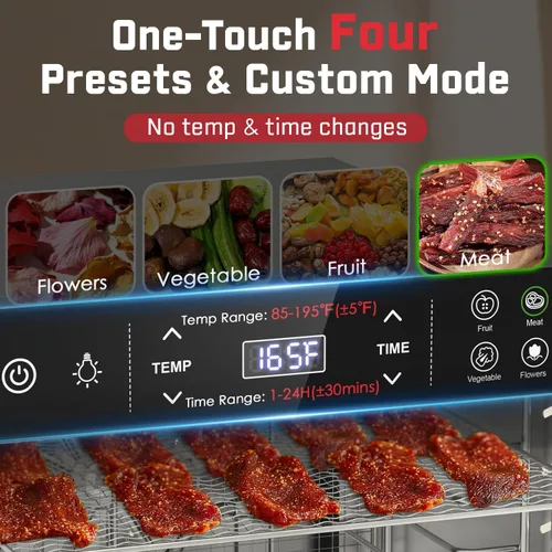 Miniatura 3 de HOPERAN - Deshidratadora de alimentos de acero inoxidable - Máquina deshidratadora eléctrica de 400W con 4 ajustes preestablecidos, temporizador