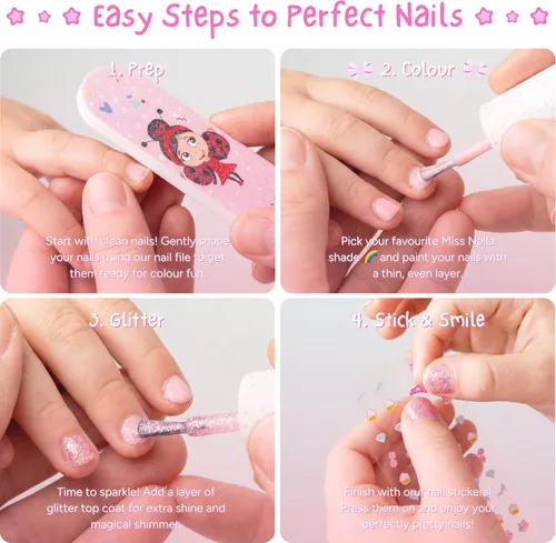 Miniatura 6 de Miss Nella Shooting Star - Esmalte de uñas seguro especial plateado brillante para niños, fórmula no tóxica y sin olor para niños y niños pequeños